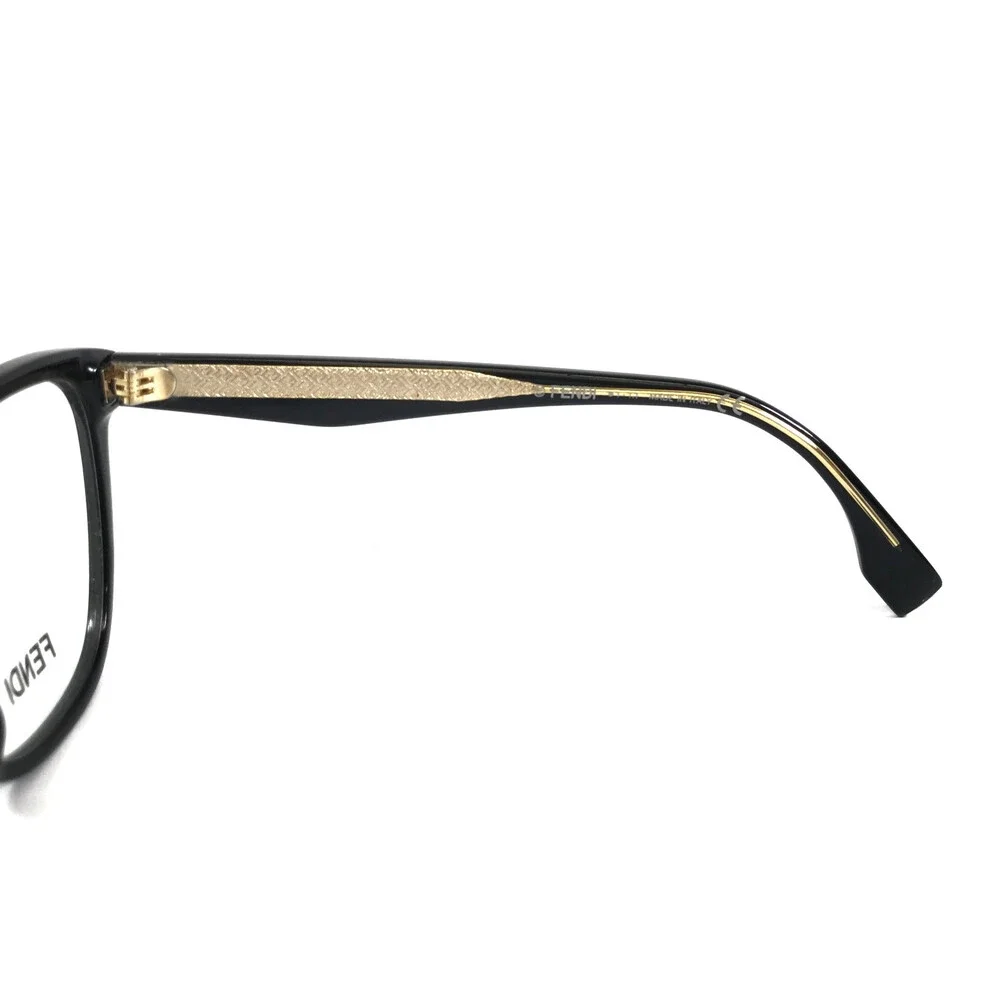 Fendi Eyeglasses Frames FE50006I 001 Shiny Black Gold Cat Eye Full Rim 53-17-140